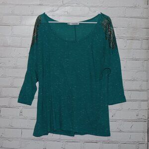 🌿 Maurices Stud‑Shoulder Top · Size 1 (Plus 18W/20W) · Teal